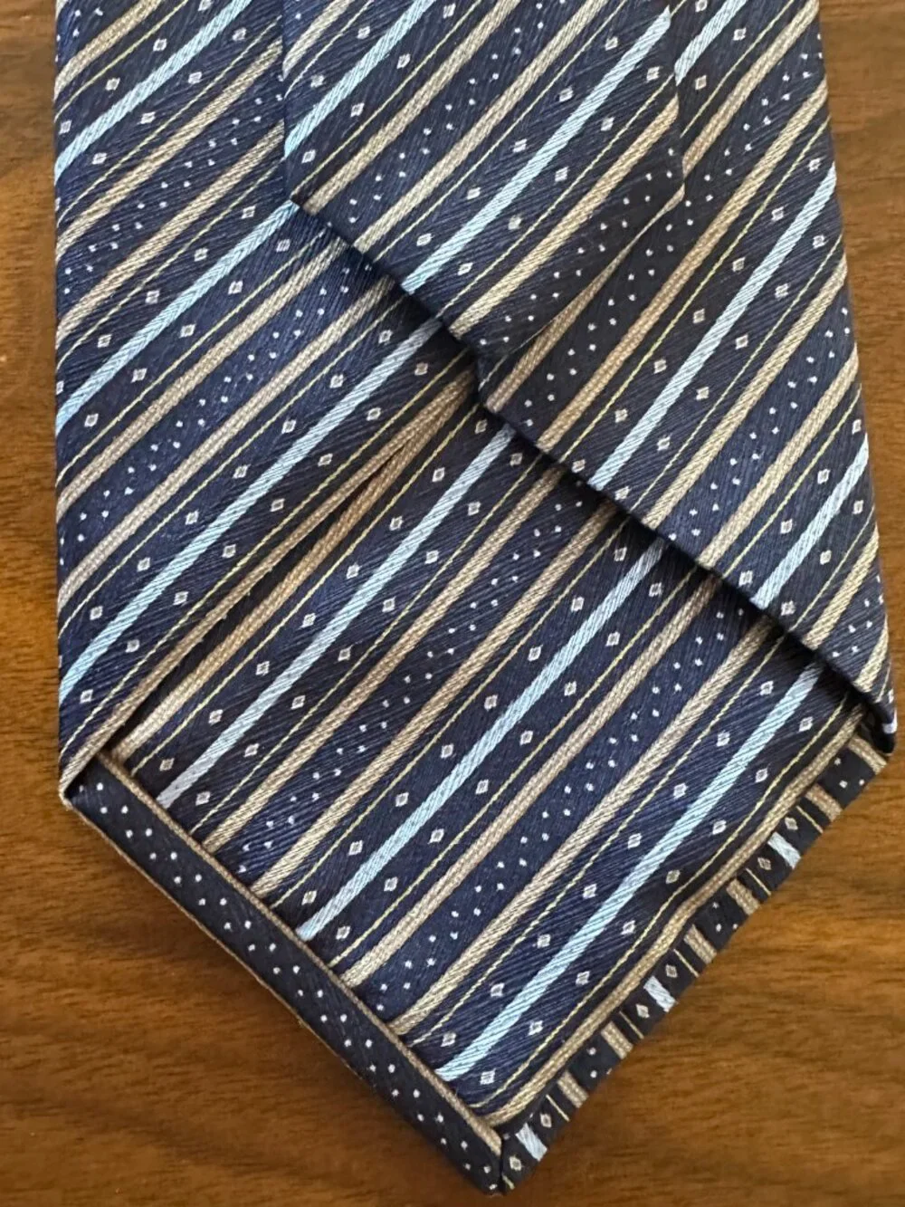 Stefano Ricci Navy Blue Tan Diagonal Stripe Tie